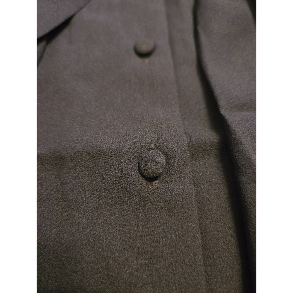 Tulip B Medium Navy Tie Neck Blouse Puff Sleeve Covered Button Front - Picture 7 of 7